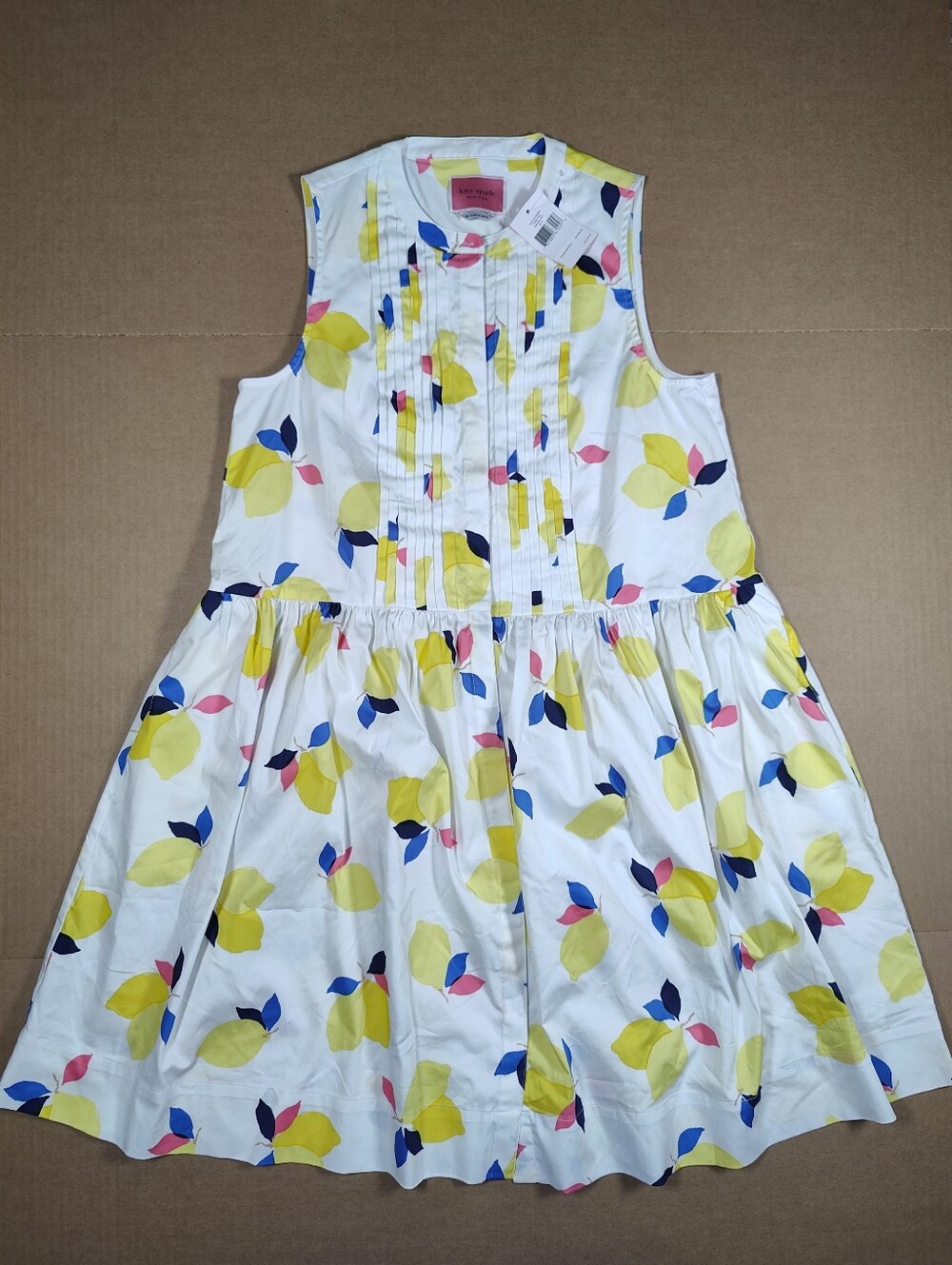 NWT Kate Spade New York Lemon Zest White Cotton Shirt Dress Sz M MSRP 199$